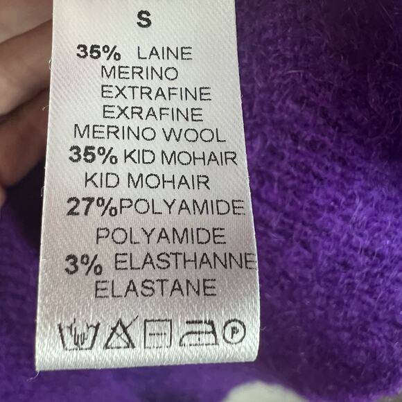 Maison Anje Sweater S Purple Wool Mohair Crew Neck - Picture 5 of 7